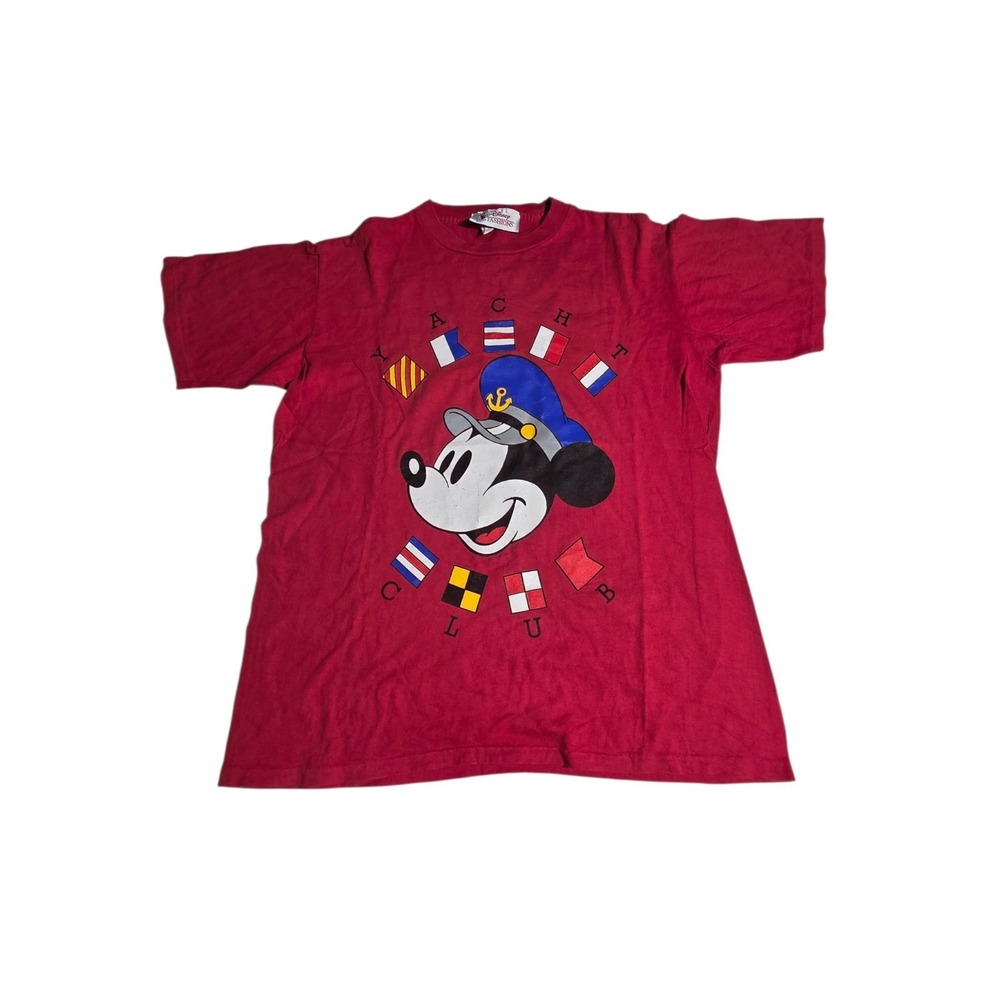 Vintage Disney Fashions Mickey Yacht Club T Shirt USA Flag Red S/MDescription BV